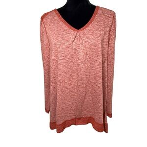 Umgee | Long Sleeve Burnt Orange Tunic Top with Raw Hem | Sz L